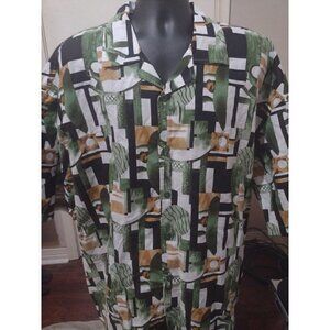 NWT New Stacy Adams Cotton Linen Geometric Short Sleeve Button Shirt 5XL